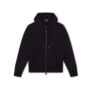 Prendas De Punto Tom Ford Cashmere Blend Zip-up Hoodie Hombre Negras | 290-CALGFI
