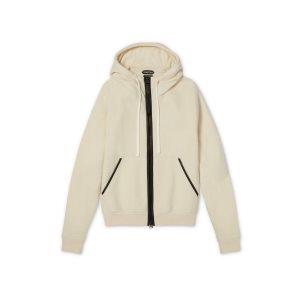 Prendas De Punto Tom Ford Cashmere Hood Zip Through Hombre Blancas | 538-FMVJLC