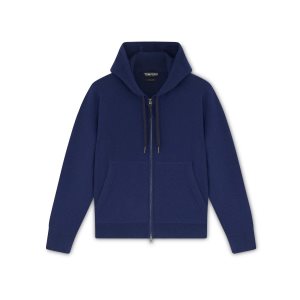 Prendas De Punto Tom Ford Cashmere Merino Hoodie Hombre Azules Oscuro | 197-QRXOFZ