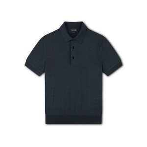 Prendas De Punto Tom Ford Cashmere Silk Polo Hombre Azules | 071-BCRAIE