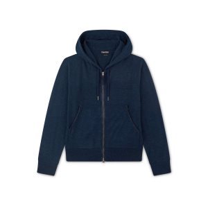 Prendas De Punto Tom Ford Cashmere Silk Hemp Hoodie Hombre Azules | 814-RXSAWV