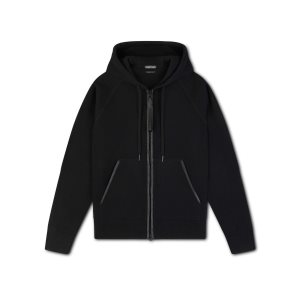 Prendas De Punto Tom Ford Double Face Cashmere Hoodie Hombre Negras | 157-GXVFMK