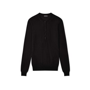 Prendas De Punto Tom Ford Fine Cashmere Silk Open Crew Neck Sueter Mujer Negras | 256-FRKBNW