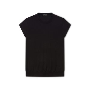 Prendas De Punto Tom Ford Fine Cashmere Silk Fitted T-shirt Mujer Negras | 463-TCQAFN