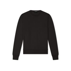 Prendas De Punto Tom Ford Fine Gauge Cashmere Silk Crew Neck Hombre Negras | 367-OQPCRF