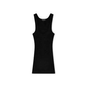 Prendas De Punto Tom Ford Fine Silk Rib Tank Top Mujer Negras | 376-IVRZSW