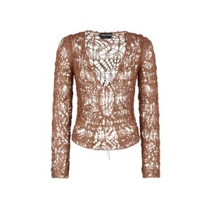 Prendas De Punto Tom Ford Fine Viscose Encaje Cardigan Mujer Marrones | 084-DNBFEW