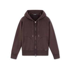 Prendas De Punto Tom Ford Garment Dyed Hoodie Hombre Marrones Oscuro | 279-PWROSJ