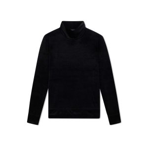 Prendas De Punto Tom Ford Jersey Velvet Mock Neck Hombre Negras | 902-SOWQLV