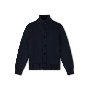 Prendas De Punto Tom Ford Lana Silk Full Button Through Hombre Azul Marino | 813-GTCOIN