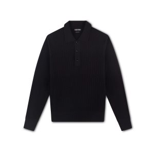 Prendas De Punto Tom Ford Ligeros Algodon Silk Polo Hombre Negras | 318-ORQLCX