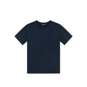 Prendas De Punto Tom Ford Lyocell Algodon Crew T-shirt Hombre Azul Marino | 798-YQJGFU