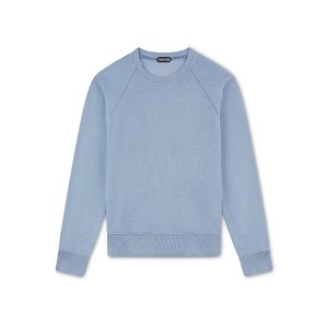 Prendas De Punto Tom Ford Melange Algodon Blend Sweatshirt Hombre Azules Claro | 581-TUBVDA