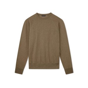 Prendas De Punto Tom Ford Melange Brushed Back Crew Neck Hombre Verde Oliva | 823-QYGBME
