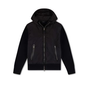 Prendas De Punto Tom Ford Merino And Nylon Encapuchado Zip Jacket Hombre Negras | 516-SHVTIP