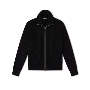 Prendas De Punto Tom Ford Merino Cashmere Zip Through Hombre Negras | 913-GBJSVK