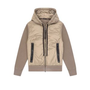 Prendas De Punto Tom Ford Nylon Front Merino Encapuchado Blouson Hombre Beige | 584-CKFVDL
