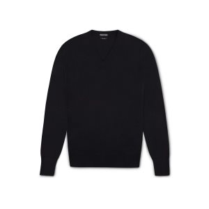 Prendas De Punto Tom Ford Seamless Merino V-neck Hombre Negras | 815-CNIAZB