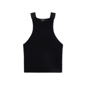 Prendas De Punto Tom Ford Shiny Rafia Tank Top Mujer Negras | 097-RBHWFY