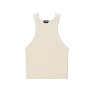Prendas De Punto Tom Ford Shiny Rafia Tank Top Mujer Chalk | 291-VFQIMK
