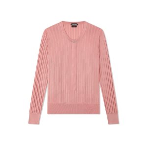 Prendas De Punto Tom Ford Silk Blend Henley Hombre Rosas | 491-UATOVM