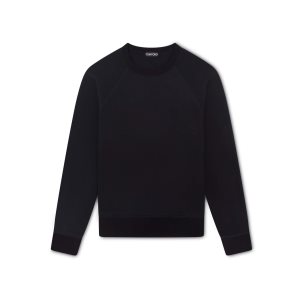 Prendas De Punto Tom Ford Soft Algodon Crew Sweatshirt Hombre Negras | 215-WFPCIL