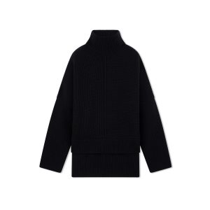 Prendas De Punto Tom Ford Soft Cashmere Rib Asymmetric Mujer Negras | 803-ETMDZU