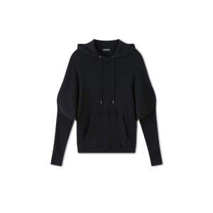 Prendas De Punto Tom Ford Stretch Cashmere Rib Encapuchado Mujer Negras | 614-UKGBLF