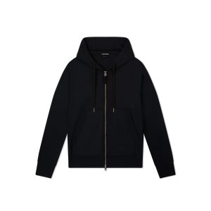 Prendas De Punto Tom Ford Superfine Merino Hoodie Hombre Negras | 859-EZRQXG