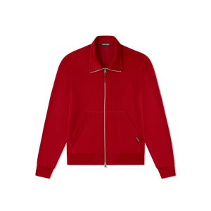 Prendas De Punto Tom Ford Technical Algodon Zip Through Hombre Poppy | 271-MEFUYC