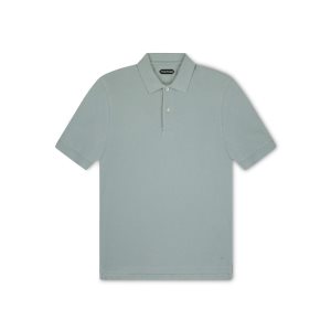 Prendas De Punto Tom Ford Tenis Piquet Polo Hombre Seafoam | 962-NKYZLX