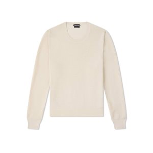 Prendas De Punto Tom Ford Textured Silk Merino Crew Neck Hombre Chalk | 421-MXKTSA