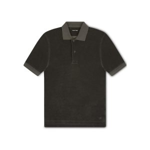 Prendas De Punto Tom Ford Towelling Polo Hombre Verde Oliva Oscuro | 796-XFTYUB