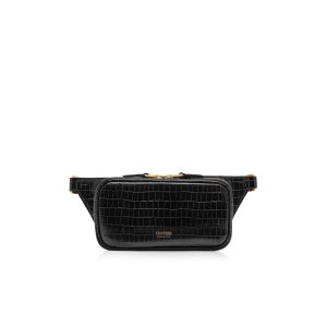 Riñonera Tom Ford Glossy Printed Croc Small Zip Hombre Negras | 612-EATQHJ