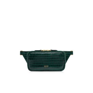 Riñonera Tom Ford Glossy Printed Croc Small Zip Hombre Verde Oliva | 628-VBGTXE