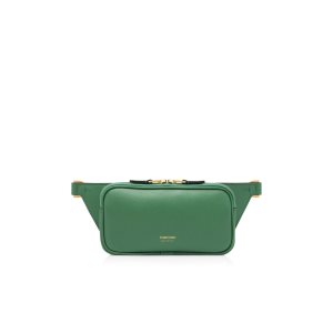 Riñonera Tom Ford Grain Cuero Small Zip Hombre Verde Menta | 423-SZPRCD