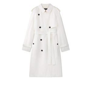 Ropa De Abrigo Tom Ford Agua Repellent Fluid Twill Trench Coat Mujer Chalk | 980-BKAGDS