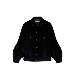 Ropa De Abrigo Tom Ford Algodon Velvet Jean Jacket Mujer Negras | 721-KAVMQY