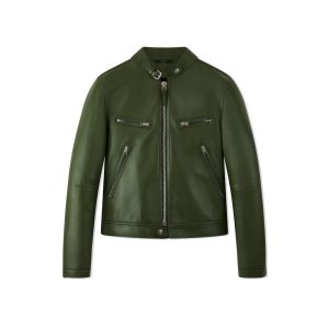 Ropa De Abrigo Tom Ford Bonded Nappa Plonge Zip Racer Jacket Hombre Elm | 194-VAHPBN
