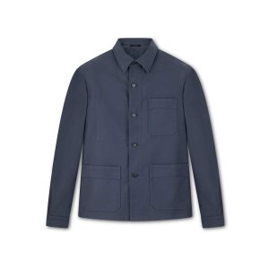 Ropa De Abrigo Tom Ford Brushed Compact Algodon Chore Jacket Hombre Azules | 518-GMYDIT