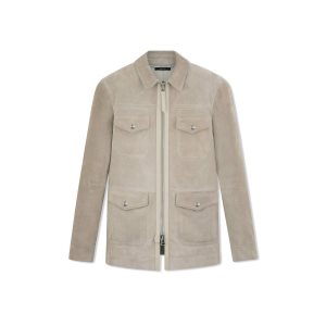 Ropa De Abrigo Tom Ford Buttery Gamuza Caban Hombre Marrones | 576-OESFIV