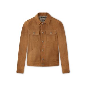 Ropa De Abrigo Tom Ford Buttery Gamuza Western Blouson Hombre Marrones Oscuro | 791-NLGYSV