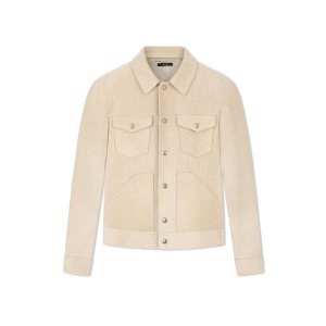 Ropa De Abrigo Tom Ford Buttery Gamuza Western Jacket Hombre Beige | 985-SLIXJH