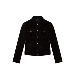 Ropa De Abrigo Tom Ford Cashmere Gamuza Western Jacket Hombre Negras | 089-ZDPNVY