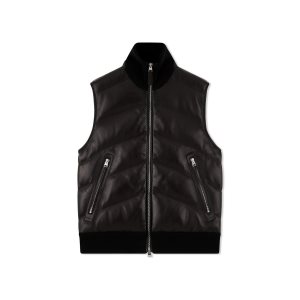 Ropa De Abrigo Tom Ford Cuero Front Merino Cashmere Gilet Hombre Negras | 739-CBYTLI