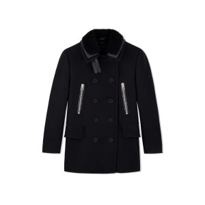 Ropa De Abrigo Tom Ford Double Felt Peacoat Hombre Negras | 437-QDWMGJ