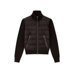 Ropa De Abrigo Tom Ford Down Gamuza Front Zip Through Hombre Ebony | 074-PCQGAD
