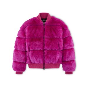 Ropa De Abrigo Tom Ford Faux Fur Puffy Bomber Mujer Fucsia | 627-UTCBJD