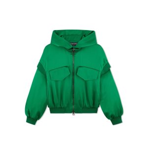 Ropa De Abrigo Tom Ford Fluid Double-faced Satin Hoodie Mujer Turquesa Verde | 508-ESJTCU