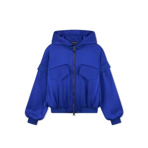Ropa De Abrigo Tom Ford Fluid Double-faced Satin Hoodie Mujer Ocean | 803-SMIFZD